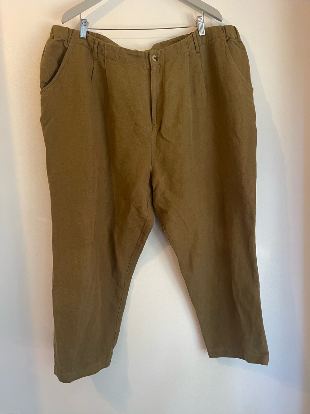 ABLE Linen Cotton High Waist Pleated Tapered Pants Brown Olive Size 18 Plus Size